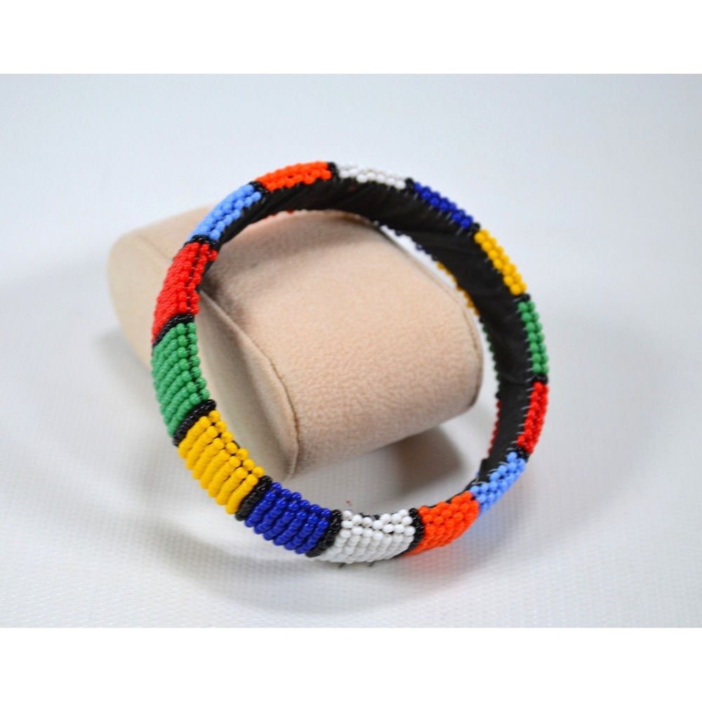 Bangle Bracelet African Hand‎ Beads Seed Beads Bright Festive Colors